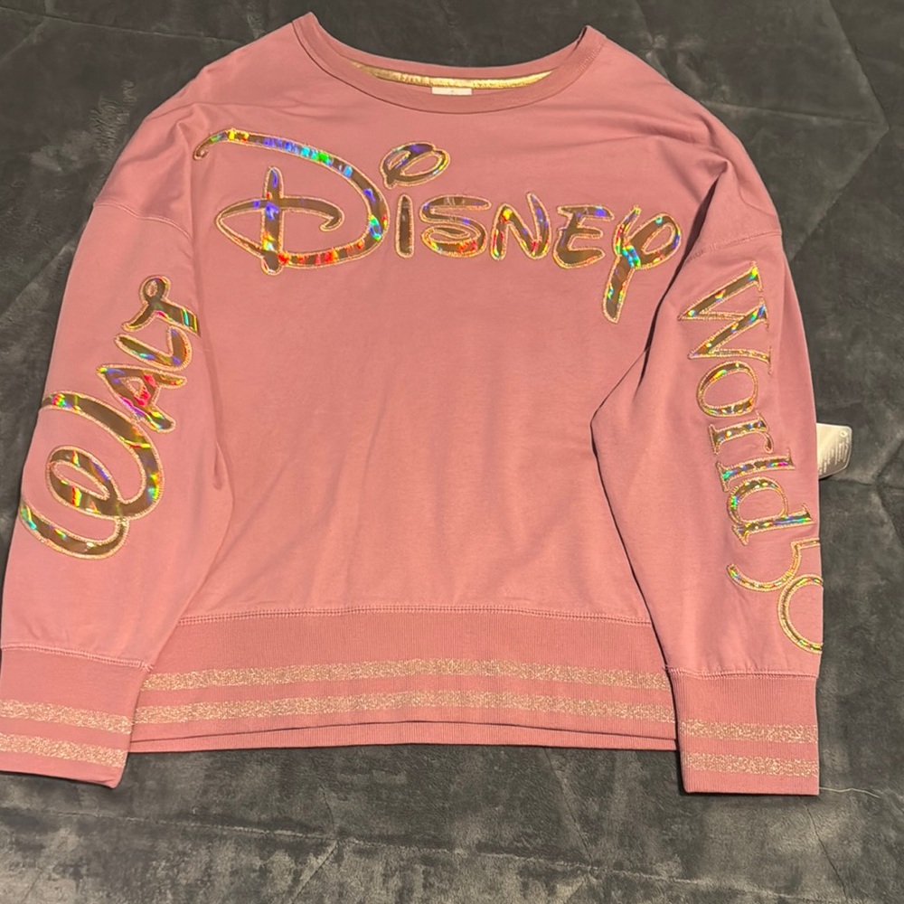 Disney Pink and Gold Sweatshirt with Crew Neck and Relaxed Fit